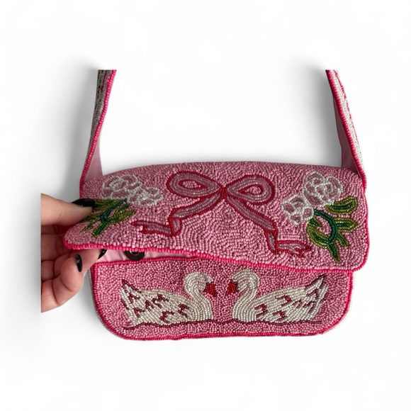 Pink Beaded Shoulder Bag - Picture 2 of 7